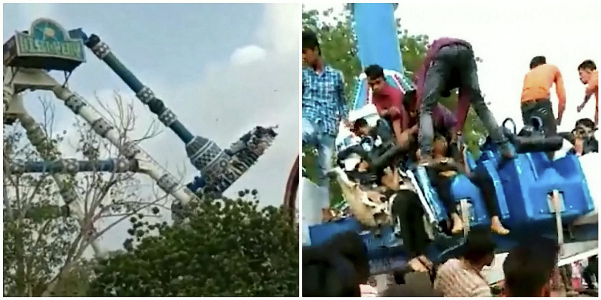 印度一巨型秋千倒塌致14名学生受伤